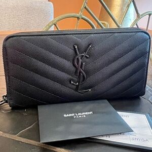 Yves Saint Laurent
Monogram Quilted Leather Continental Zip Wallet
